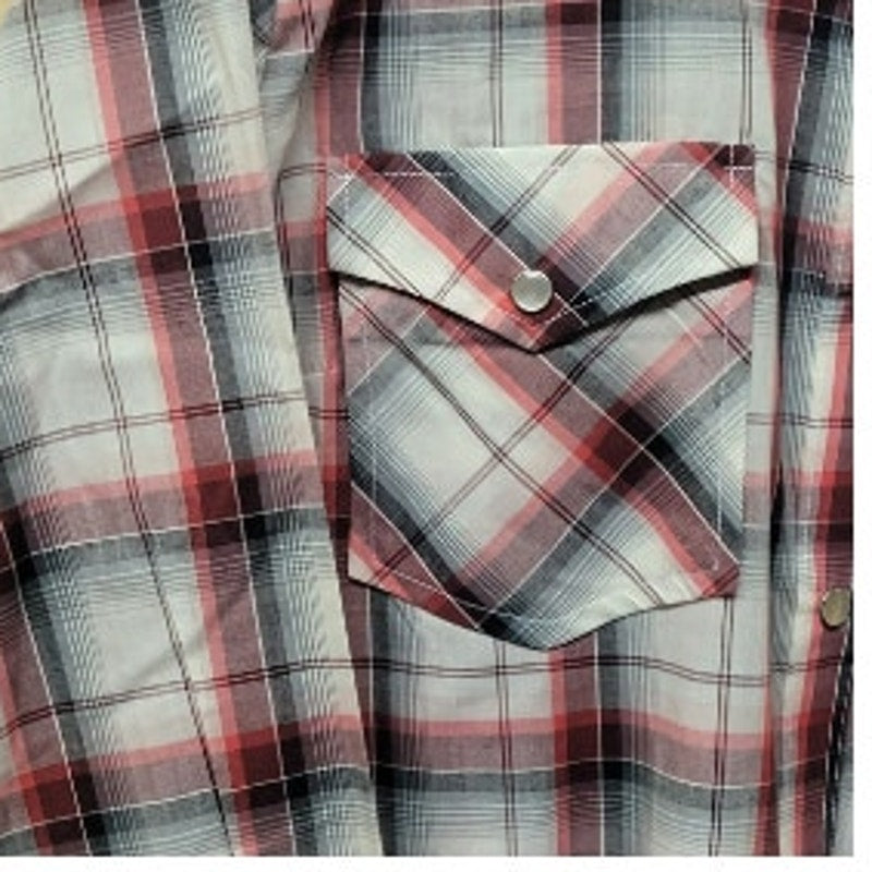 Wrangler Mens XL Long Sleeve Plaid Pearl Snap Up Western Cotton Blend Shirt