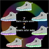 New Hot Dingding Women 11.5 Silver Rechargeable Light Up High Top Sneaker Shoes