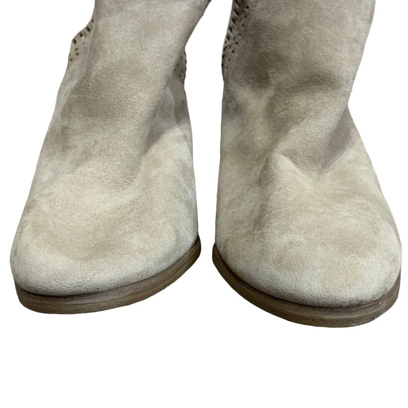 Vince Camuto Fileana US 10 Genuine Leather Suede Back Zip Booties 4" Heels Boots