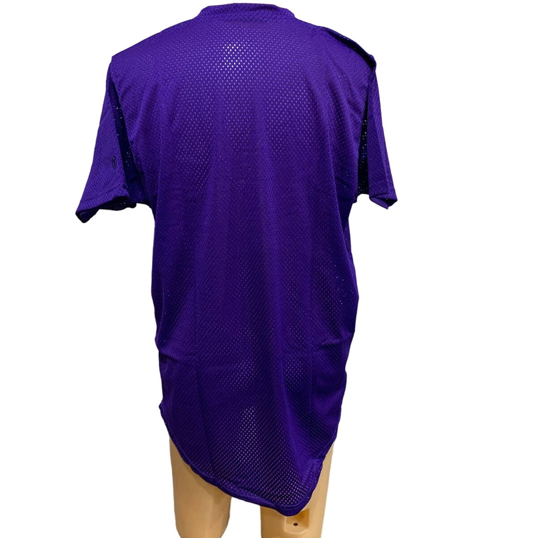 New Tag Team Uniforms Adult Large Purple Lightweight Mesh Button Baseball Shirt