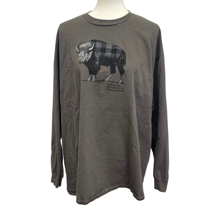Columbia Mens XXL 100% Cotton Long Sleeve Plaid Buffalo Crew Neck Tee Shirt