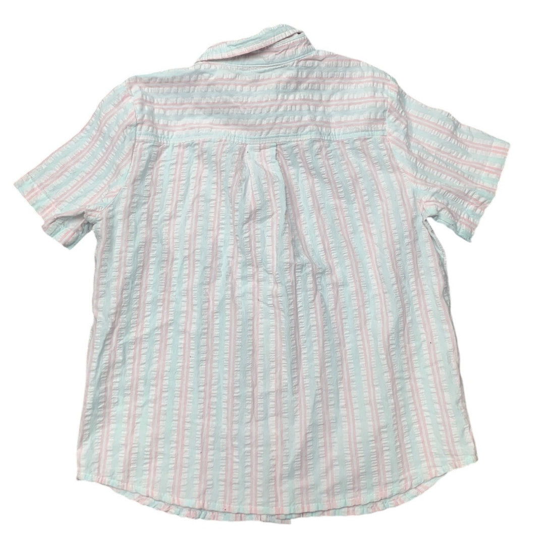 New Art Class Boys Small Pastel Stripe Short Sleeve 100% Cotton Button Up Shirt