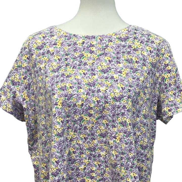 Laura Scott  Womens 16/18W Short Sleeve Floral Cotton Blend Short Sleeve Tee