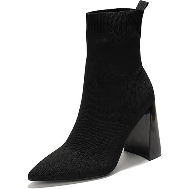 Cape Robbin Womens Size 7 Black Fabric Pointed Toe 4" Heels Booties Ankle Boots