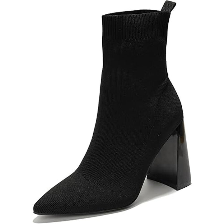 Cape Robbin Womens Size 7 Black Fabric Pointed Toe 4" Heels Booties Ankle Boots