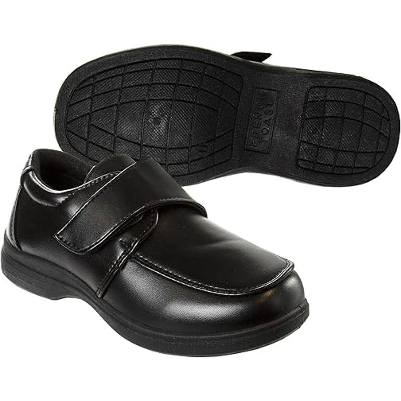 French Toast Little Boys Size 7 Black Faux Leather Hook Loop School Shoes