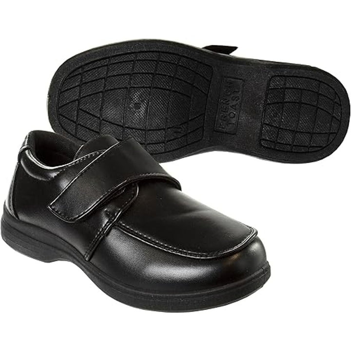 French Toast Little Boys Size 7 Black Faux Leather Hook Loop School Shoes