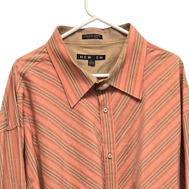 NewGen Mens 4XL PolyCotton Striped Long Sleeve Button Up Shirt w Front Pocket