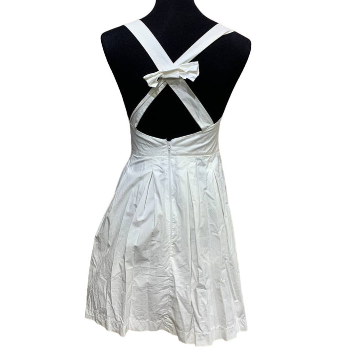 Naiba Small Sleeveless Cotton Blend Criss Cross Back Bow Midi Fit &amp; Flare Dress