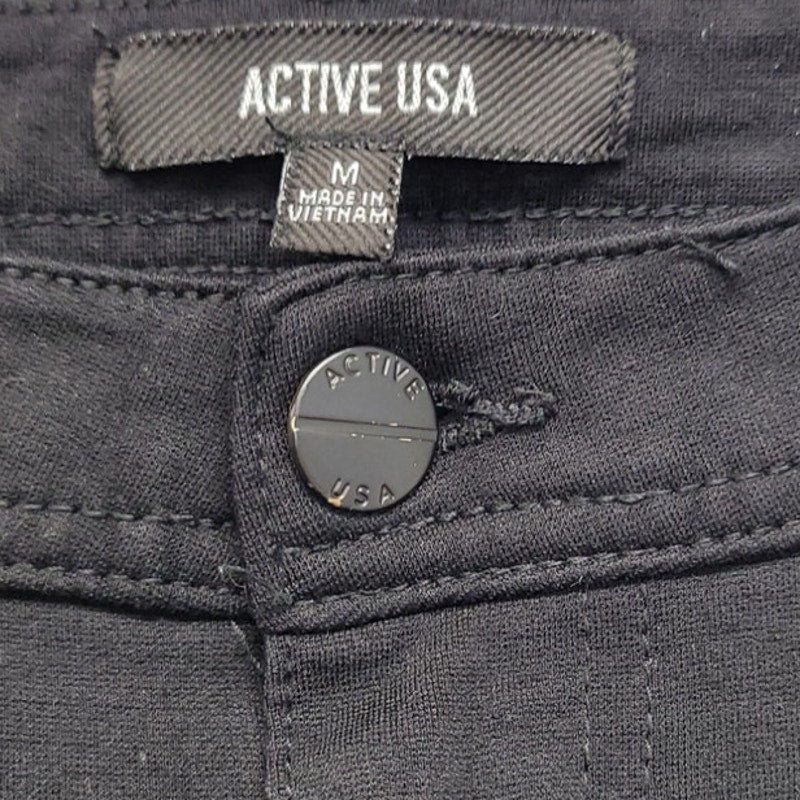 Active USA Womens Black Faux Pockets Medium Rayon Nylon Spandex Jeggings