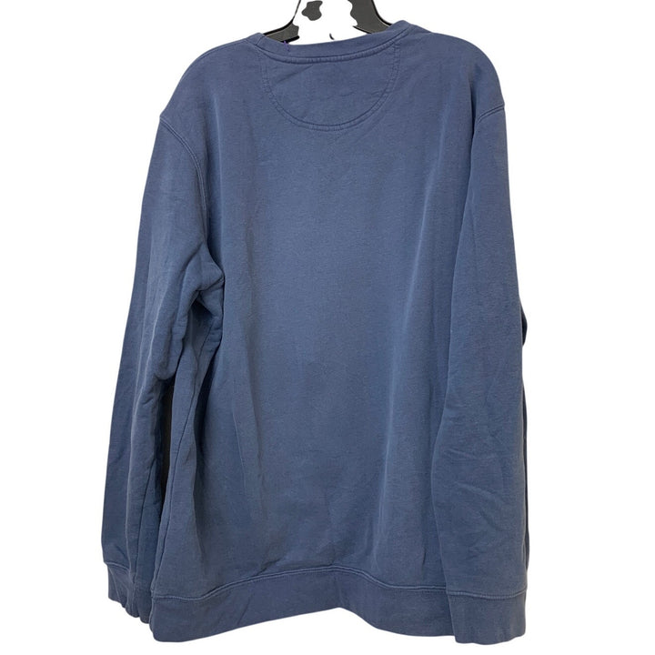 Upcycled Hand Printed Womens Large Blue Save Planet Earth Crew Neck Sweatshirt
