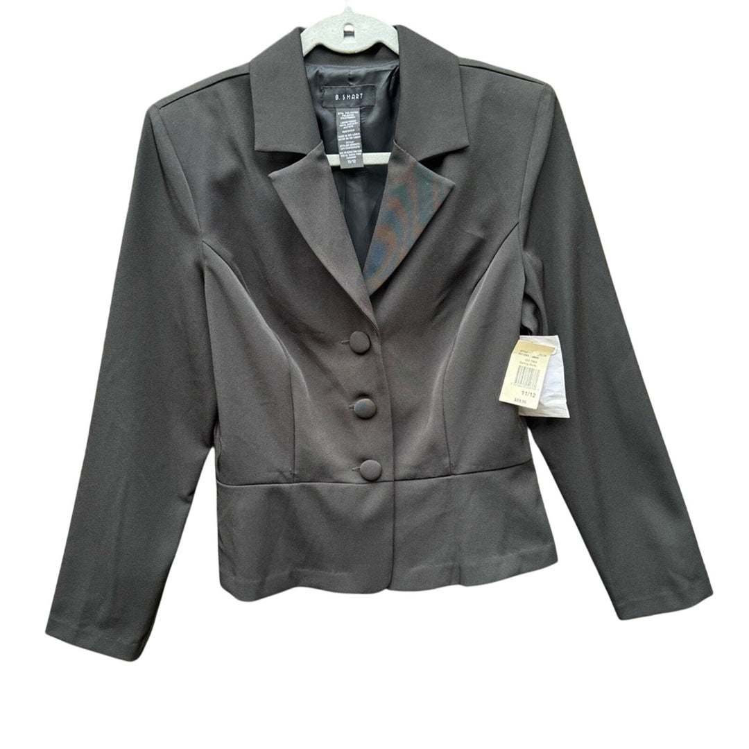 NWT New B. Smart Juniors Size 11/12 Black Button Up Long Sleeve Career Blazer