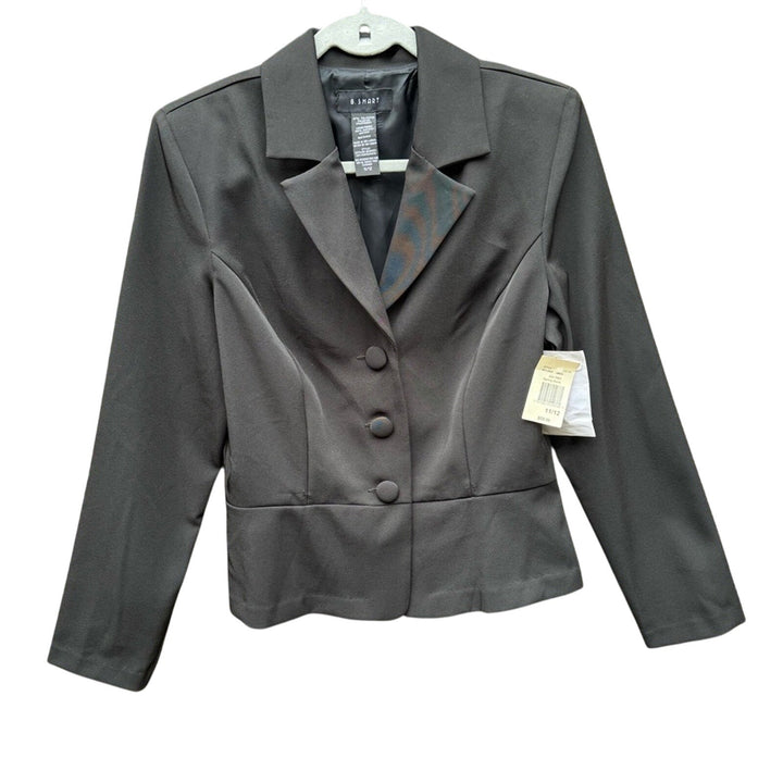 NWT New B. Smart Juniors Size 11/12 Black Button Up Long Sleeve Career Blazer