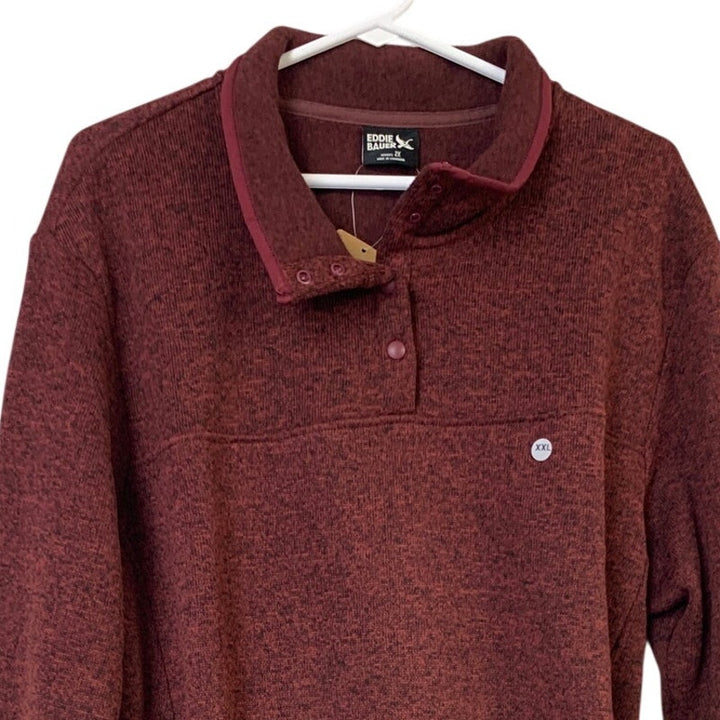 New Eddie Bauer Womens Size 2X Black Cherry Radiator 2.0 Snap Mock Neck Shirt