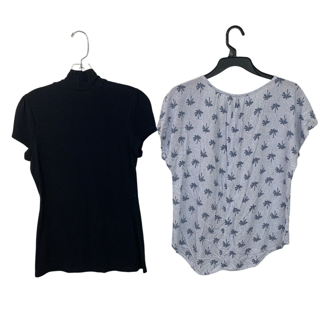 Lot of 2 Grand &amp; Greene Express Small/Medium Short Sleeve Palm Tree Keyhole Tops