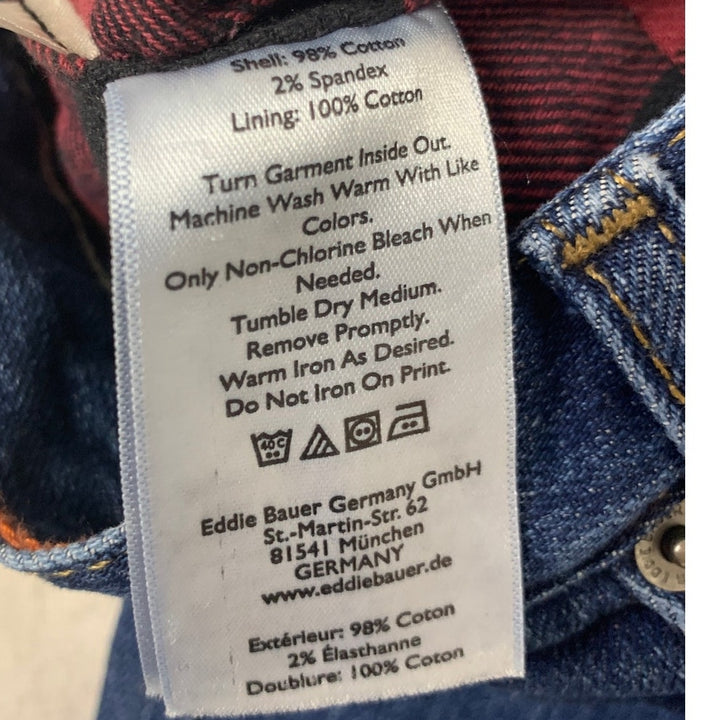 New Eddie Bauer Mens Dark Meridian H2Low Flex Flannel Lined Straight Leg Jeans