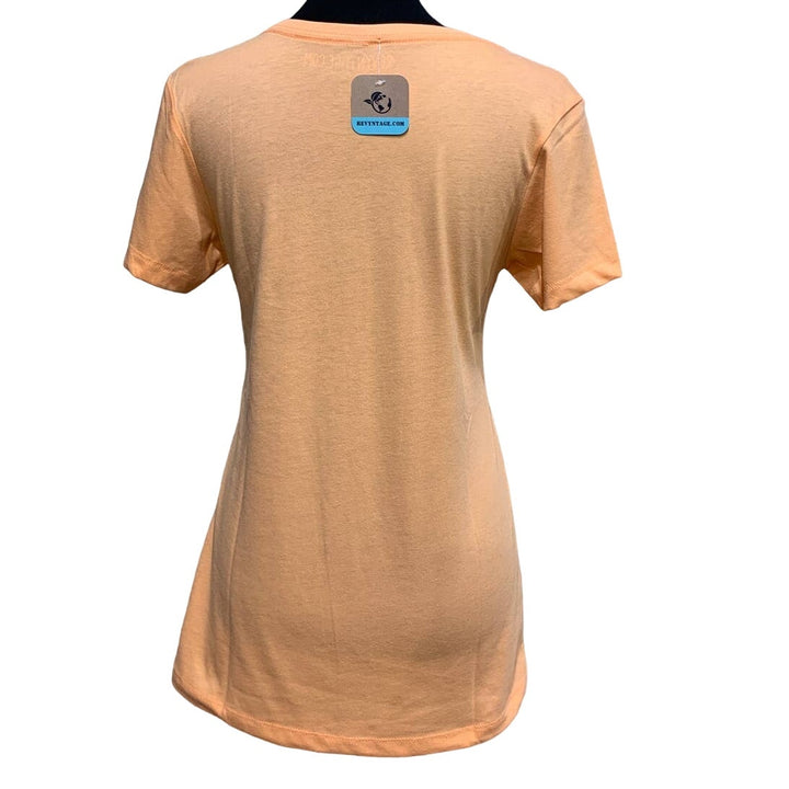 New Hand Printed Medium Pumpkin Autumn Fall Flower Cotton Blend Short Sleeve Tee