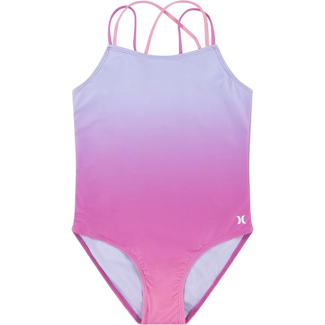 NWT New Hurley Girls Size 12 Pink Purple Ombre Strappy One Piece Swimsuit