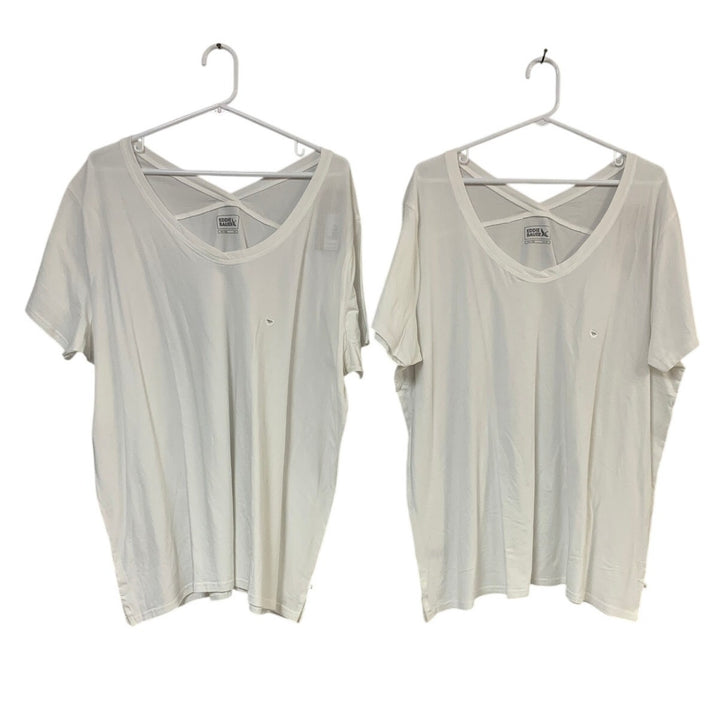 2 New Eddie Bauer Womens 2XLT 2X Tall Stretch Cotton White Tempo Tee Shirts