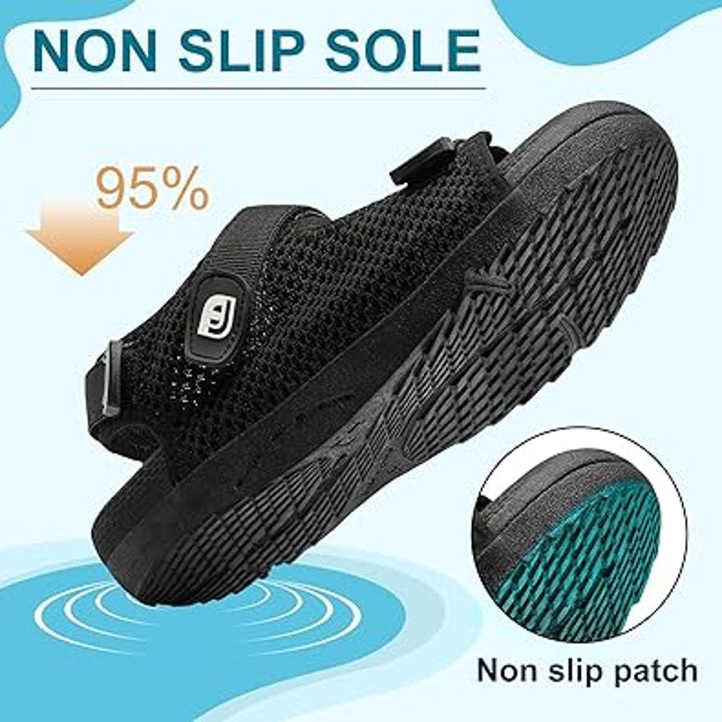 New Joinfree Women Size 9.5 Black Mesh Hook Loop Orthopedic Walking Sandal Shoes