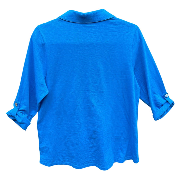 New Soft Surroundings Womens Medium Heathered Button Up Half Sleeve Shirt