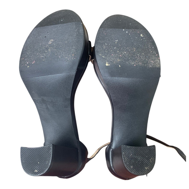 Dobolin Womens Size 8.5W Wide Black 4" Platform Heel Open Toe Ankle Strap Shoes