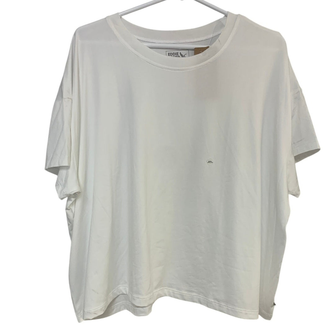 2 New Eddie Bauer Womens 2XL Gray White Surreal Travel Tank Top Crew Tee Shirts