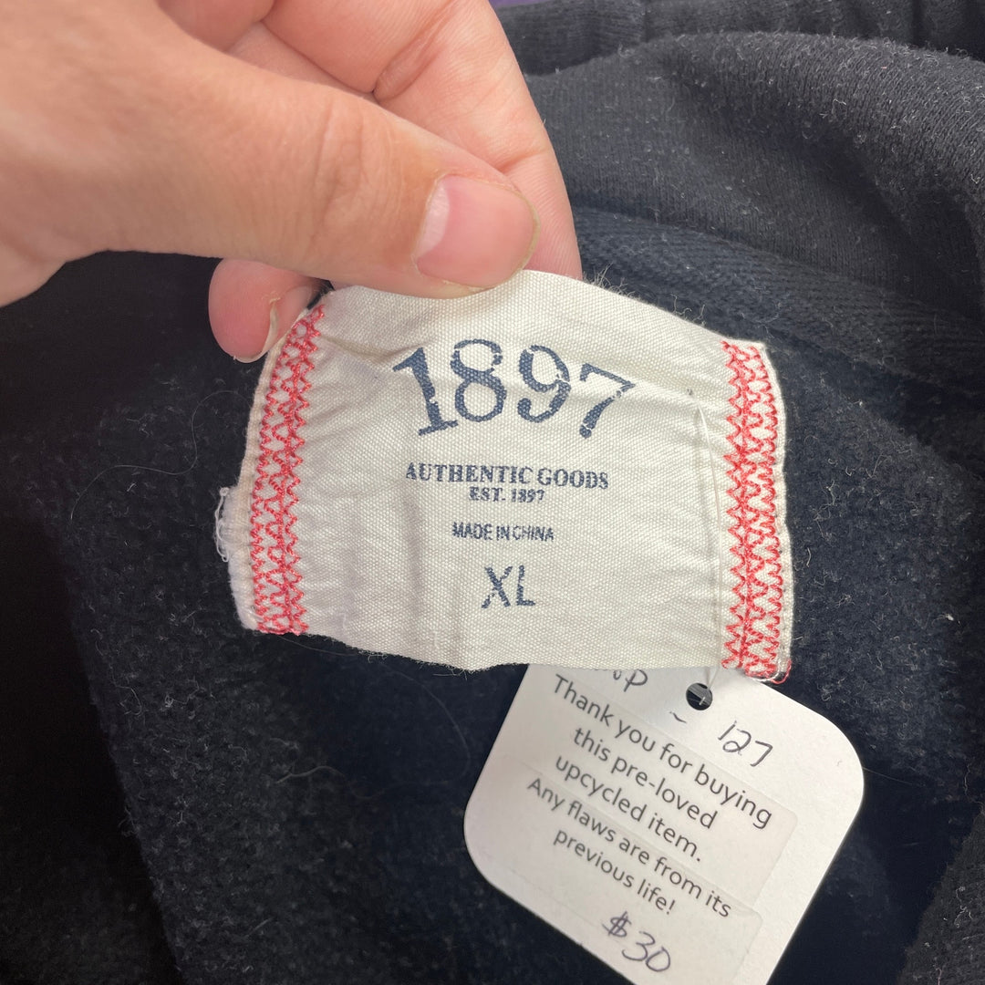 Hand Printed Upcycled Mens XL Saving the Planet is My Superpower Pullover Hoodie