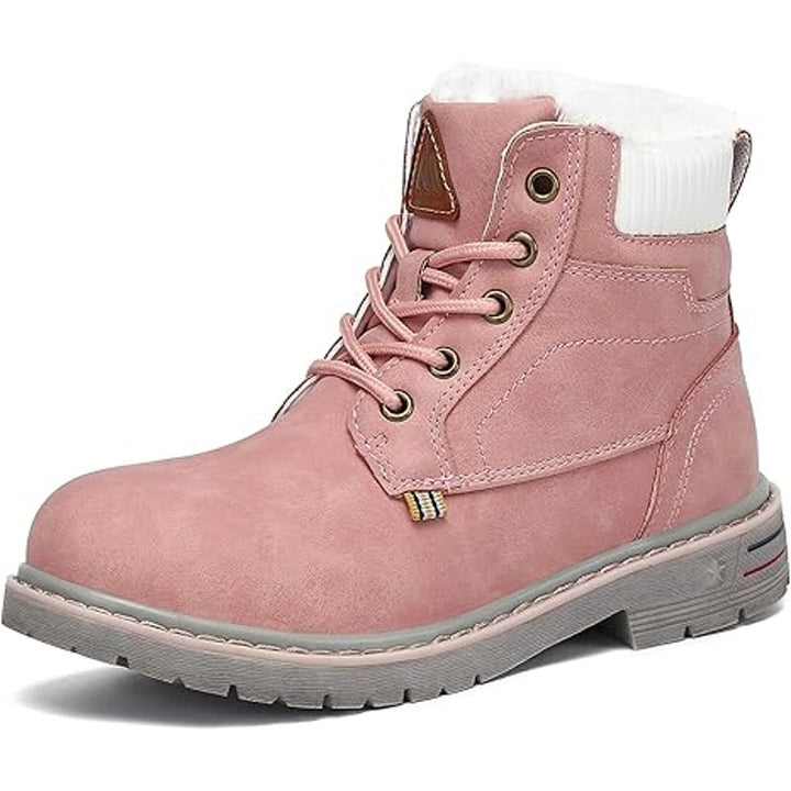 Mishansha Little Girls Size 13  Pink Faux Suede Lace Up Fur Lined Winter Boots