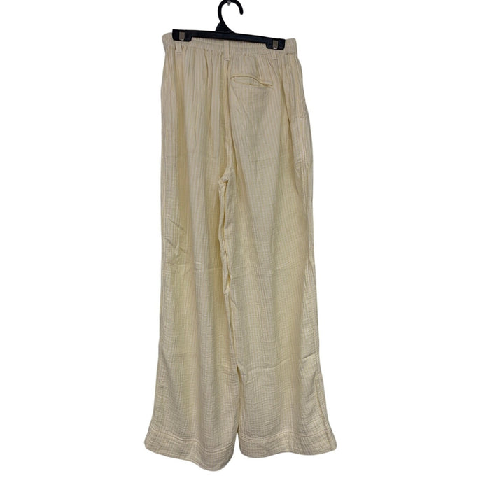 New Aerie Womens Small Striped Flowy Elastic Waist Flowy Pants w Pockets