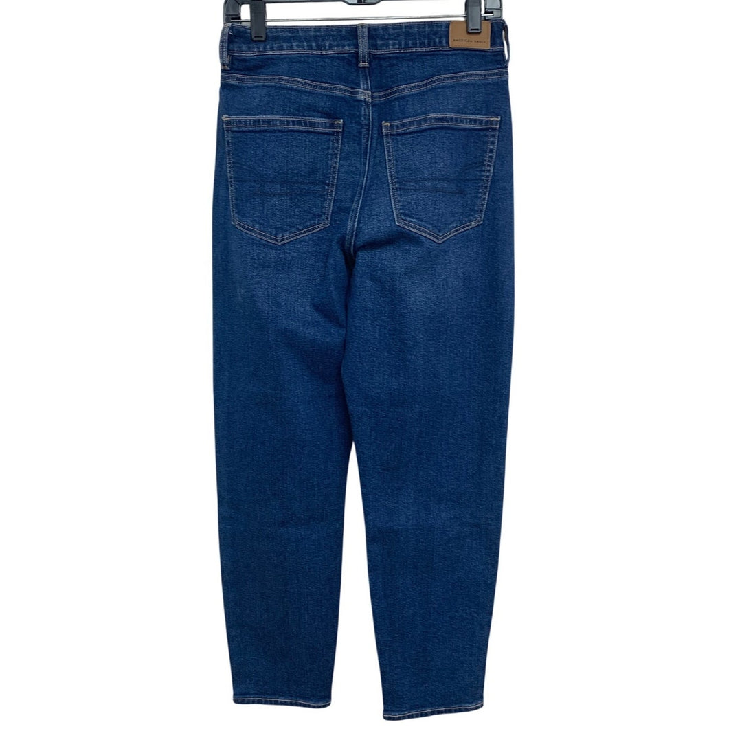 New American Eagle Size 4 Cotton Blend Stretch Mom Jeans Denim Blue Jeans