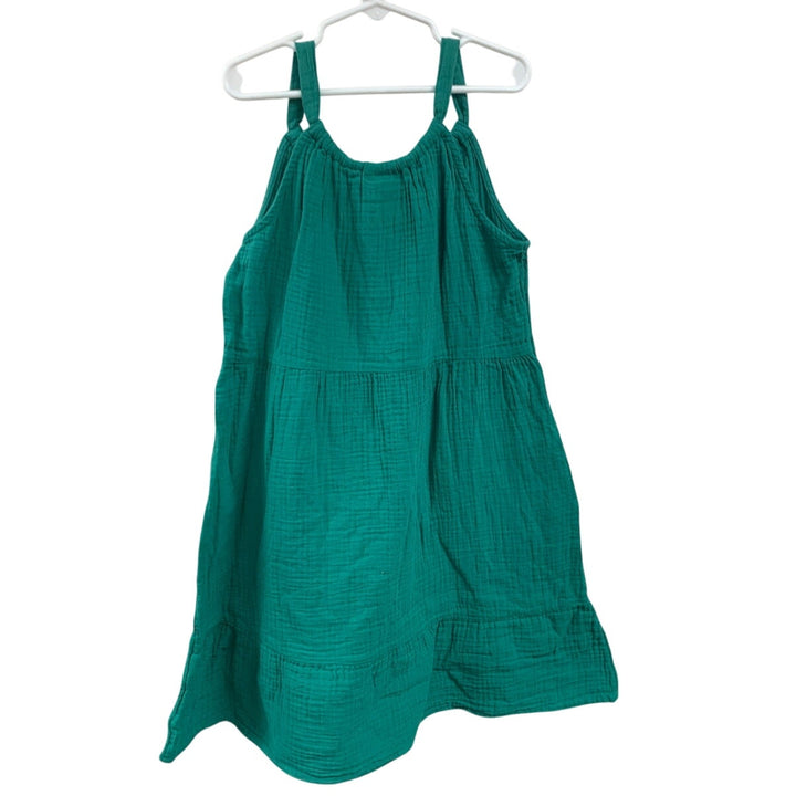 New Cat &amp; Jack Girls Large (10/12) Thin Adjustable Strap Green 100% Cotton Dress