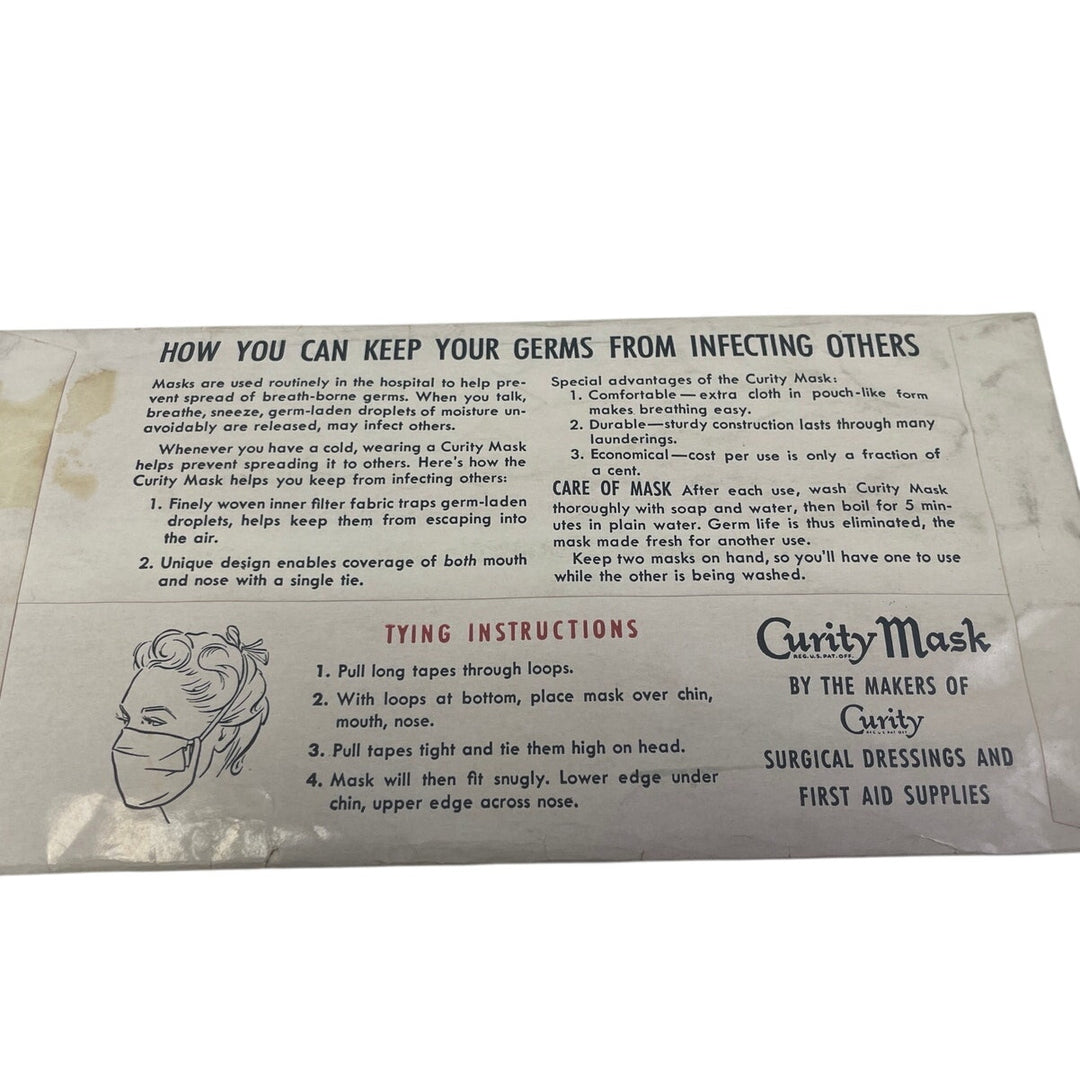 Vintage 1950s Bauer &amp; Black Curity Face Mask Hospital Masking for the Home