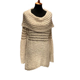 Umgee USA Small Off Shoulder Striped PolyCotton Loose Weave Striped Sweater