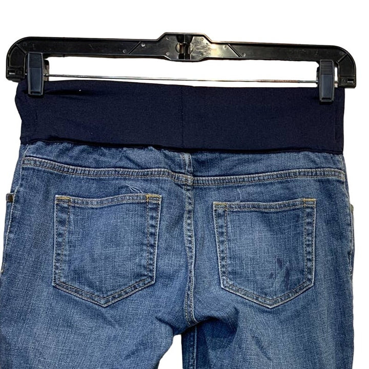 Liz Lange Maternity Size 4 Elastic Stretch Waist Cotton Blend Denim Blue Jeans
