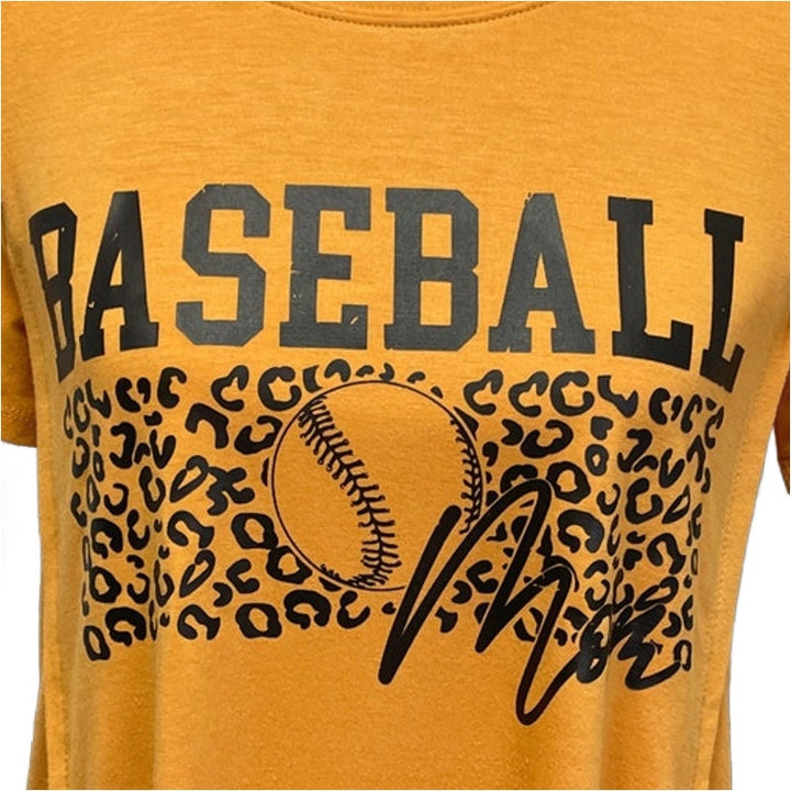 Hand Printed Upcycled Womens Small Baseball Mom Button Detail Long Tee Shirt