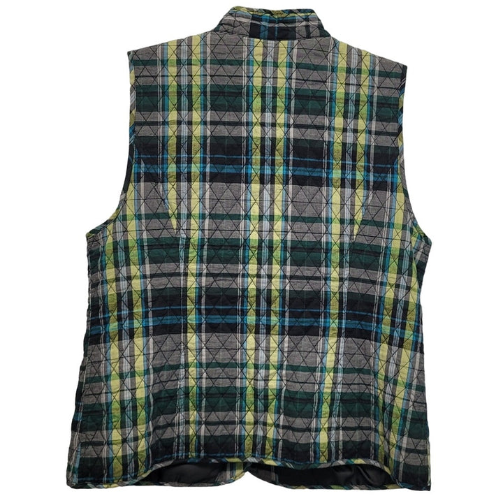 Christopher &amp; Banks Womens Medium PolyCotton Plaid Snap Up Vest w Front Pockets