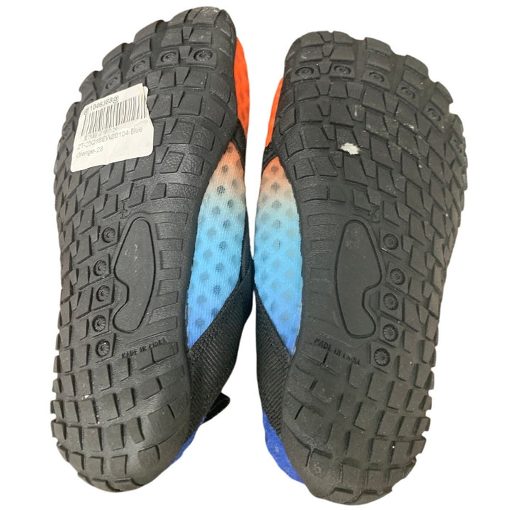 LeIsfIt Little Boys Size 11 Blue Orange Hook Loop Slide On Non Skid Water Shoes