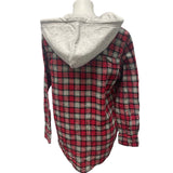 New Hand Printed Womens Large Black Lab Dog Long Sleeve Plaid Flannel Hoodie
