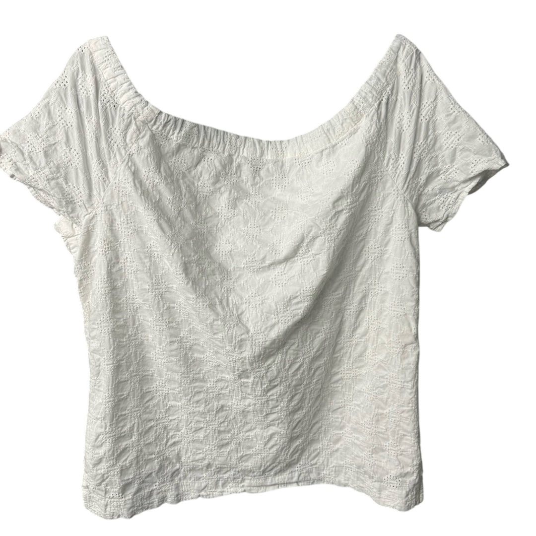 Banana Republic Womens Medium 100% Cotton Off-Shoulder Drawstring Neckline Top