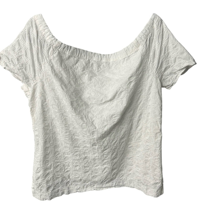 Banana Republic Womens Medium 100% Cotton Off-Shoulder Drawstring Neckline Top