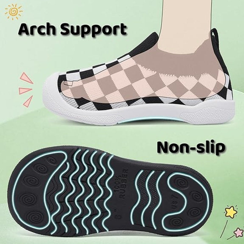 Toddlluby Toddler Boys 8 Sneakers Checkerboard Slip Resistant Sole Slip on Shoes