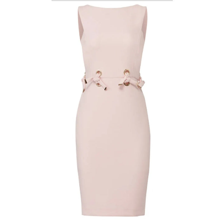 Badgley Mischka Womens Size 22 Blush Pink Boat Neck Grommet Ties Sheath Dress