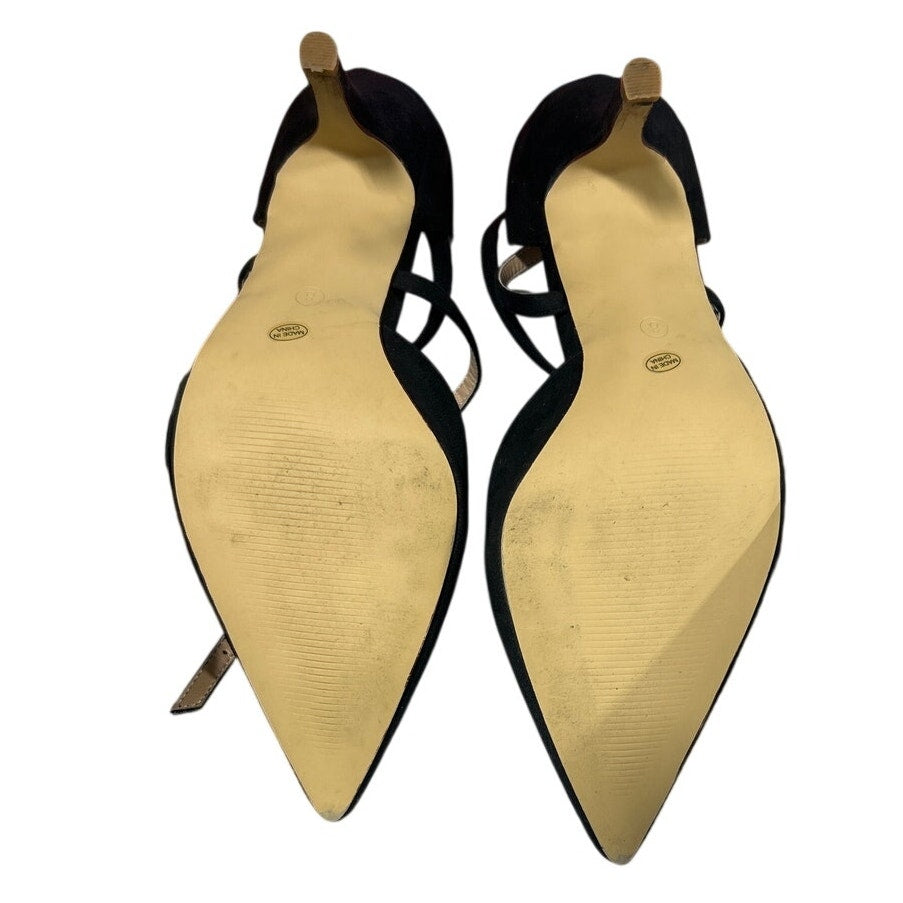 Elegant Park Womens Size 8 Black Faux Suede 3.5" Heel Closed Pointed Toe Shoes