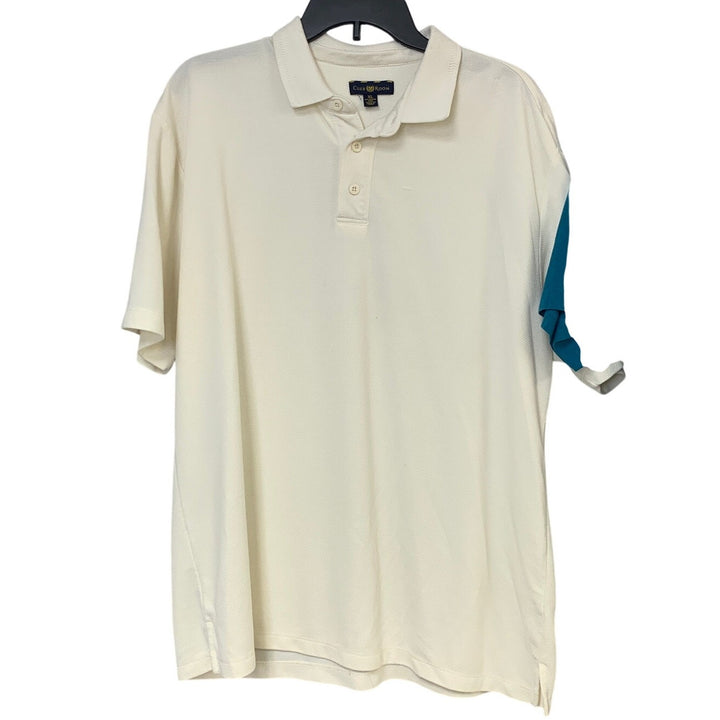 Lot of 2 St Johns Bay Club Room Mens XL Blue White Short Sleeve Polo Shirts EUC