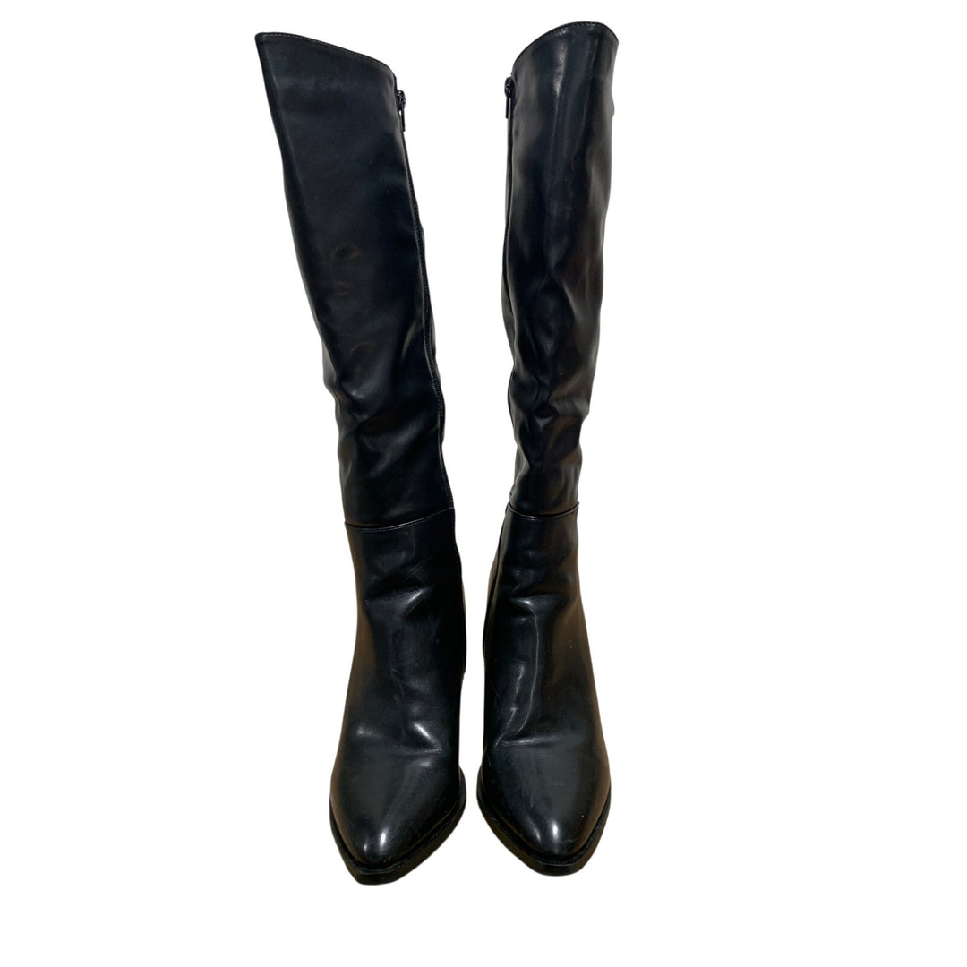 Vepose Womens Size 9 Black 3.5" Heel Knee High Boots Closed Pointed Toe Shoes