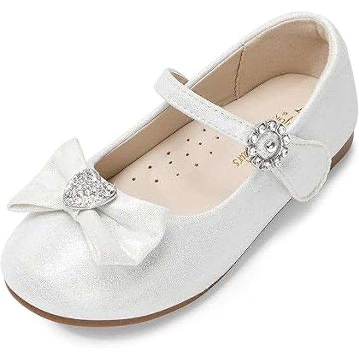 New Dream Pairs Toddler Girls Size 6 White Sparkle Rhinestone Heart Bow Shoes