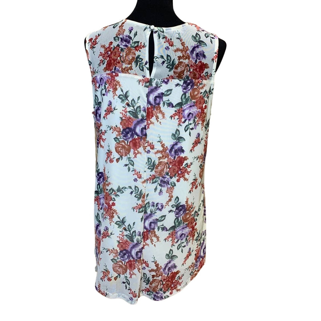 Apt 9 Large Long Sheer Lined Floral Sleeveless Polyester Blend Washable Tank Top