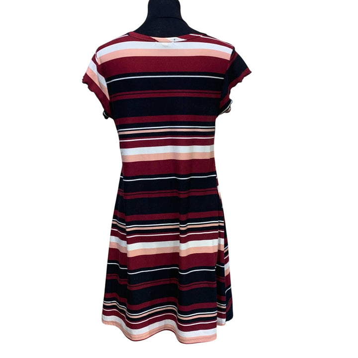 Ultra Flirt Large Super Soft Short Sleeve Stripe Stretchy Midi Lightweight Dress