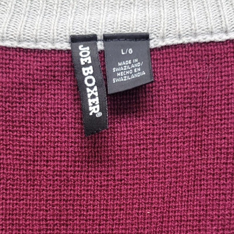 Joe Boxer Mens Large 100% Cotton Long Sleeve Arm Stripes Full Zip Knit Sweater